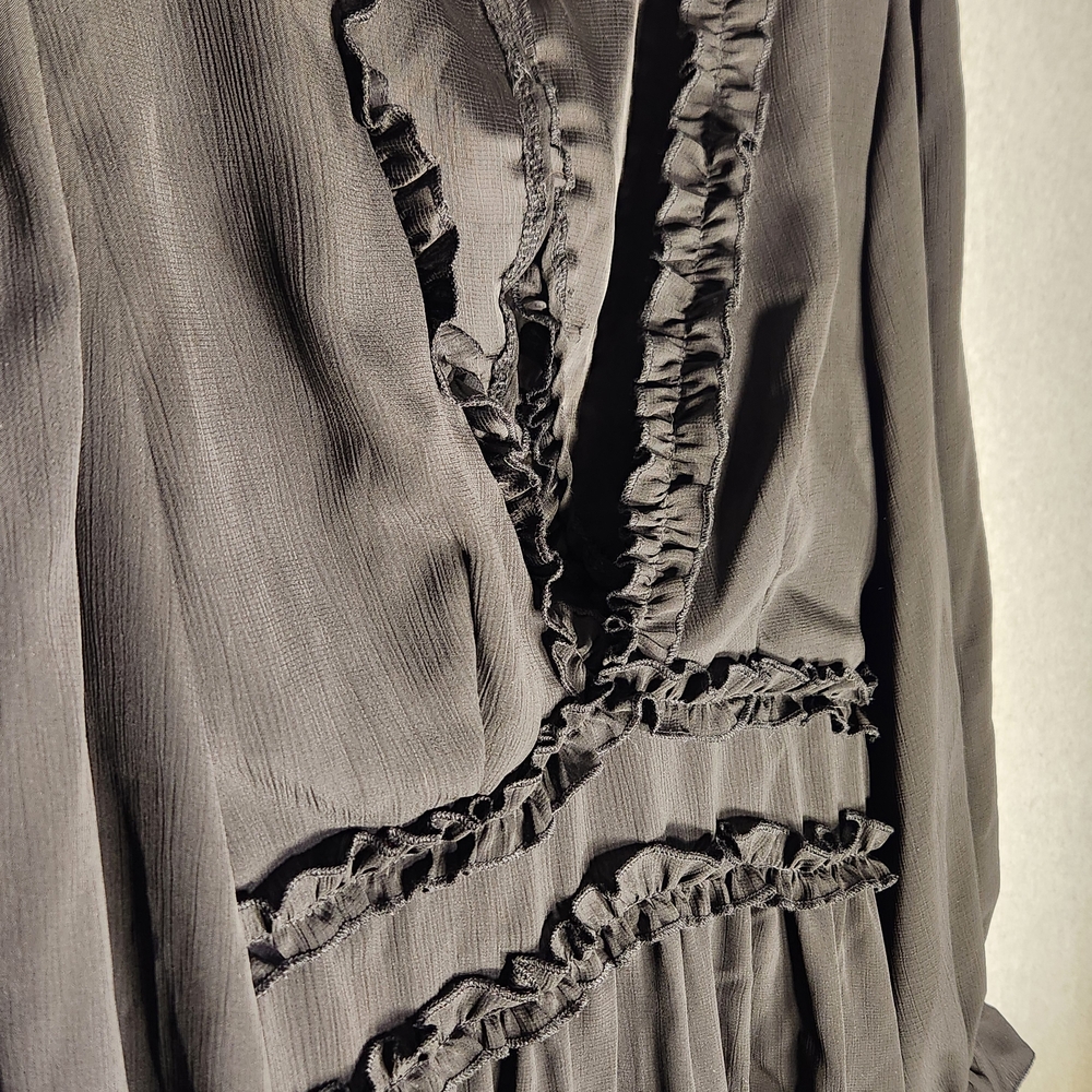 Black Ruffled Mini Dress - Picture 2 of 6